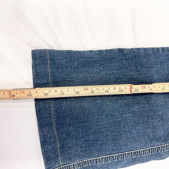 90S VINTAGE LAUREL JEANS WITH GREEN BUTTON DETAIL - FLARE JEANS SIZE SMALL - Picture 7 of 7